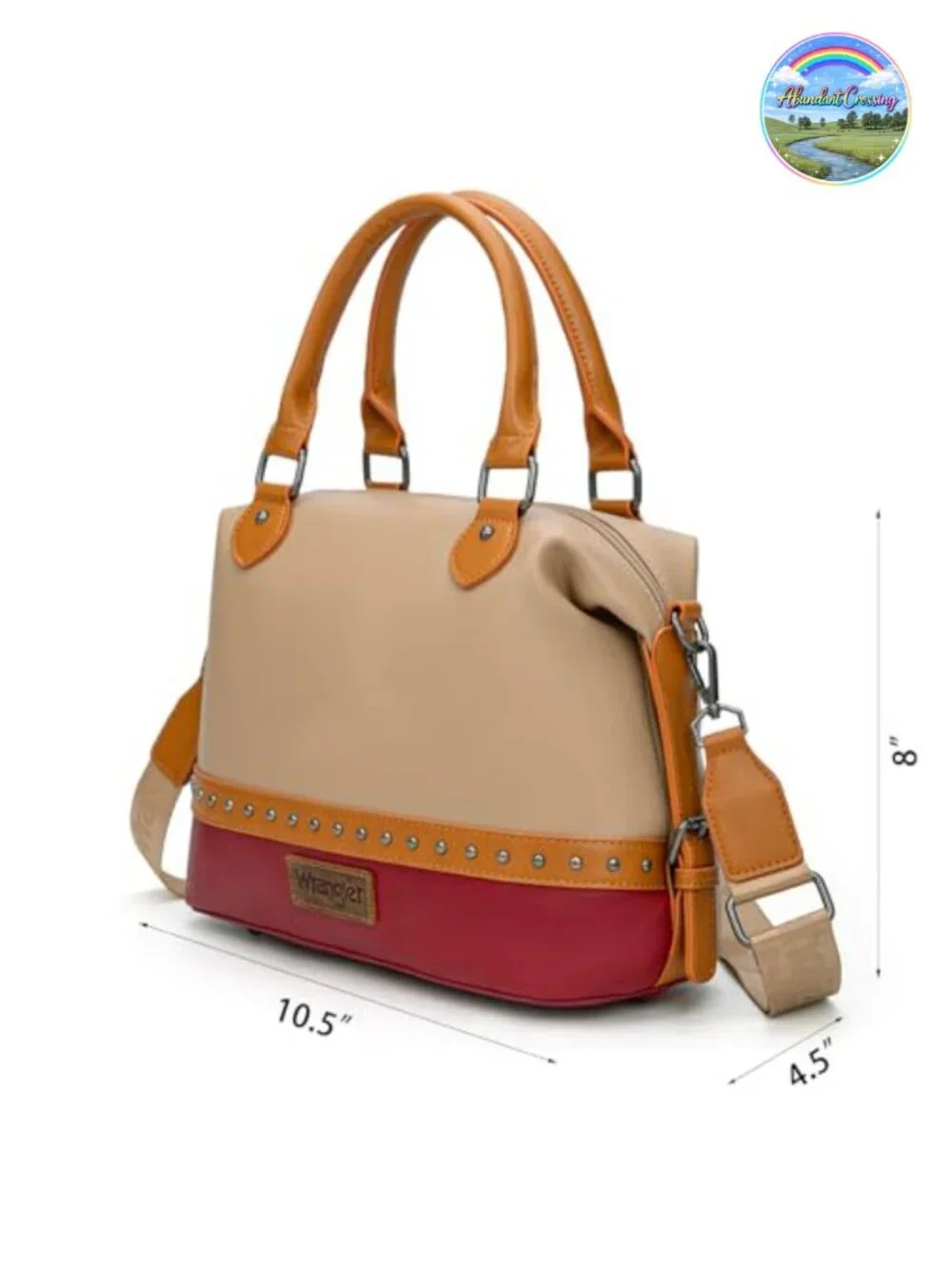 Wrangler Two-Tone Doctor Bag Satchel Top Handle Purse Western Barrel Handbag